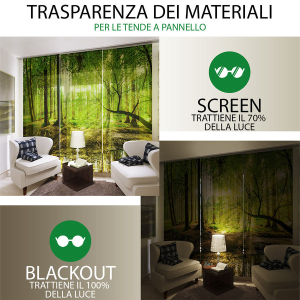 Set di 4 Tende a Pannello Acquerello di Bambù Verde Giapponese – IlyDecor