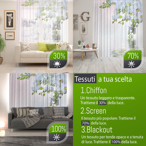 Set di 4 Tende a Pannello Foglie Tropicali Verdi – IlyDecor