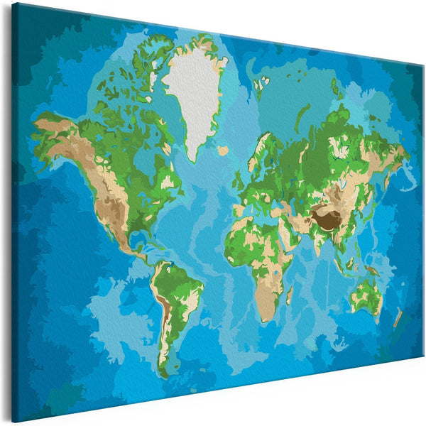 Quadro fai da te - World Map (Blue & Green)