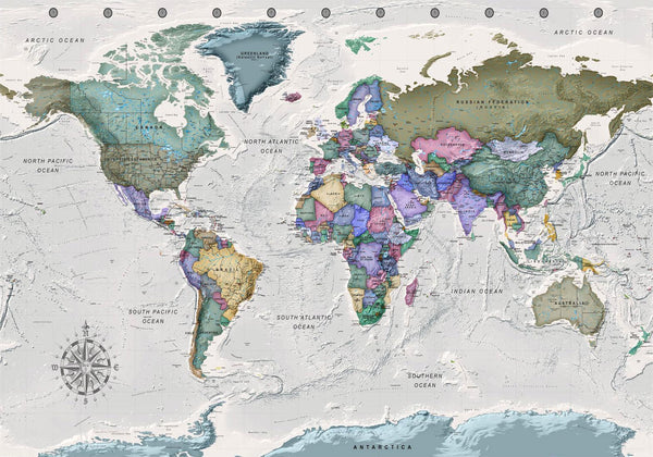 Carta da parati - Geography study - world map with signed countries in English