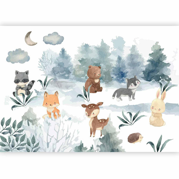 Carta da parati - Forest Games - Animals in a Forest Painted in Watercolours