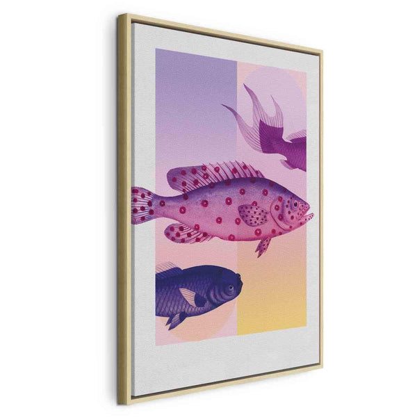 Quadro - Fish in Pastels - Stylized Fish Against Gradient Shapes