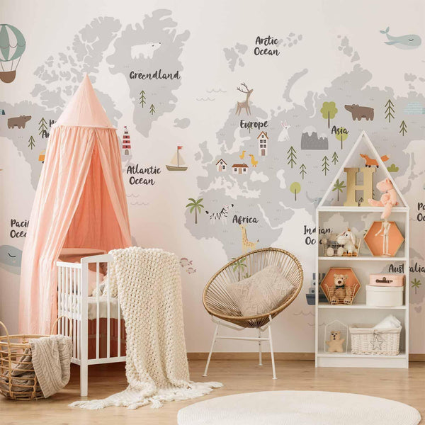 Carta da parati - Minimalist Map for Children's Room