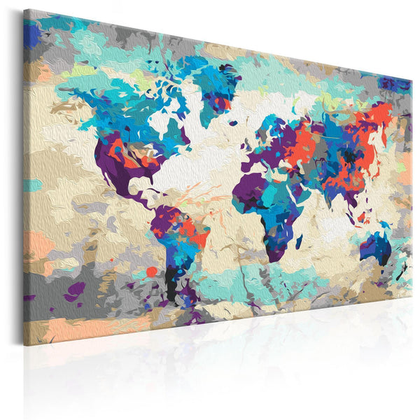 Quadro fai da te - World Map (Blue & Red)