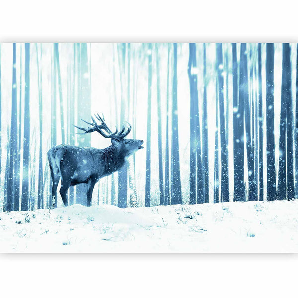 Fotomurale - Deer in the Snow (Blue)