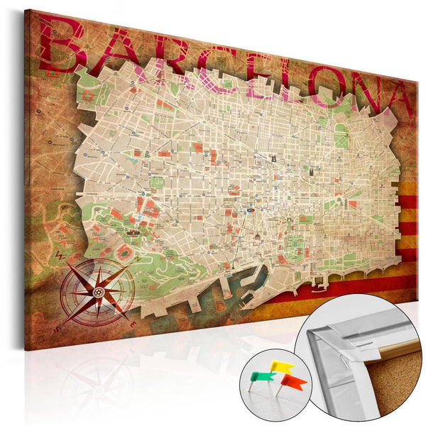 Bacheca in sughero - Map of Barcelona [Cork Map]