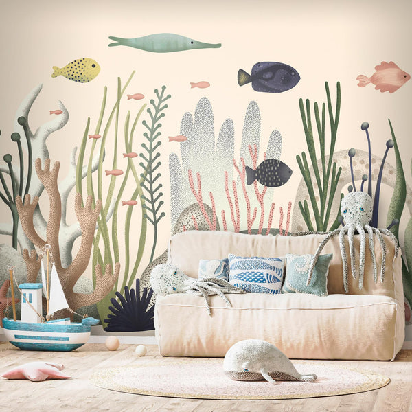 Carta da parati - Underwater World - Fish and Corals in Pastel Colours