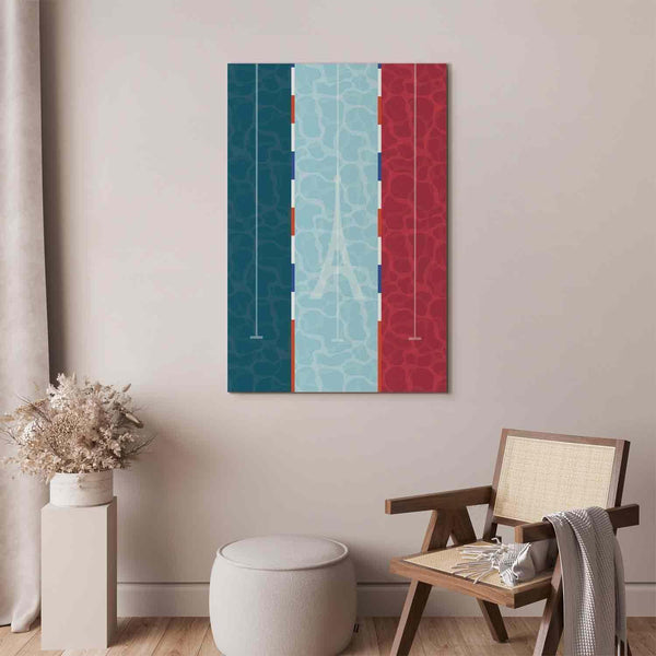 Quadro - Graphic Illustration of a Swimming Pool Against the Backdrop of the French Flag