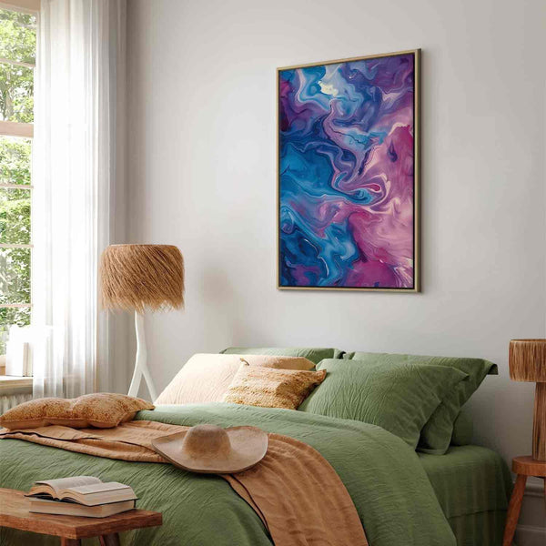 Quadro - Night Flows - Abstract Waves in Shades of Blue and Violet