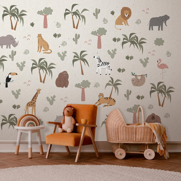 Carta da parati - African Composition - Animals for the Children's Room on a Paper Background