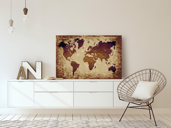 Quadro fai da te - World Map (Brown Colours)