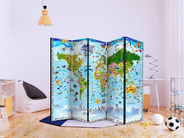 Separè per interni - World Map for Kids II [Room Dividers]