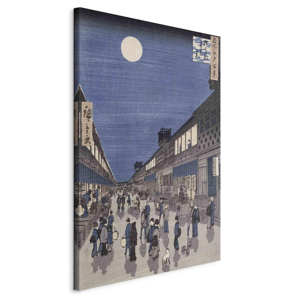 Quadro - Night time view of Saruwaka Street from 'Meisho Edo Hyakkei' (One Hundred Views of Edo) (Utagawa Hiroshige)