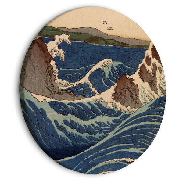 Quadro rotondo - Woodcut Utagawa Hiroshige - Great Blue Wave