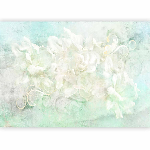 Carta da parati - Blossoming among pastels - abstract with floral motif and patterns