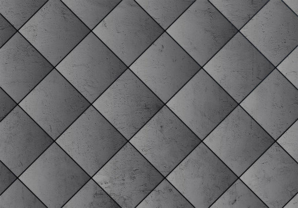 Carta da parati - Grey symmetry - geometric pattern in concrete pattern with black joints