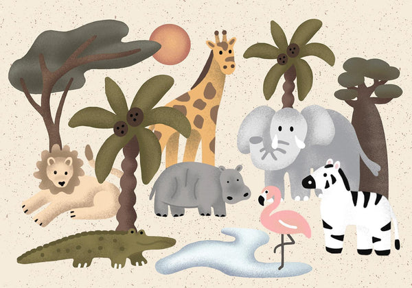 Carta da parati - Children's Africa - Animals With Simple Shapes