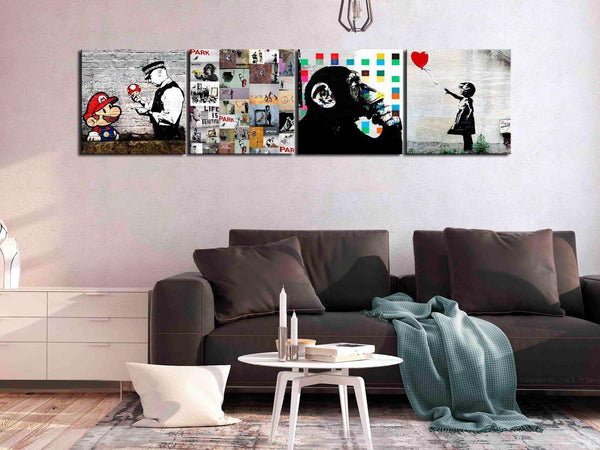 Quadro - Banksy Collage (4 Parts)