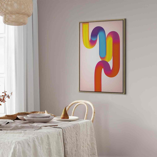 Quadro - Colorful Turns - Dynamic Composition in Shades of Yellow Pink and Blue