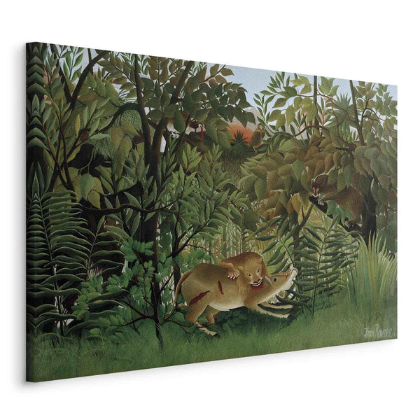 Quadro - Le Lion ayant faim se jette sur l'Antilope (Henri Rousseau)