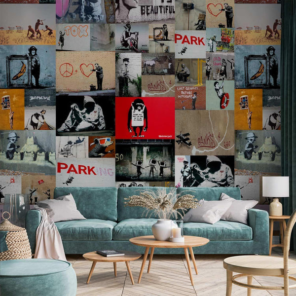 Tappezzeria murale - Banksy - a collage