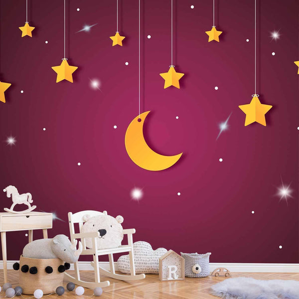 Carta da parati - Skyline - violet night sky landscape with stars for children