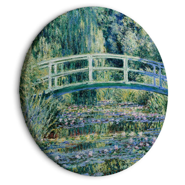 Quadro rotondo - Bridge at Giverny Claude Monet - Spring Landscape of a Forest With a River