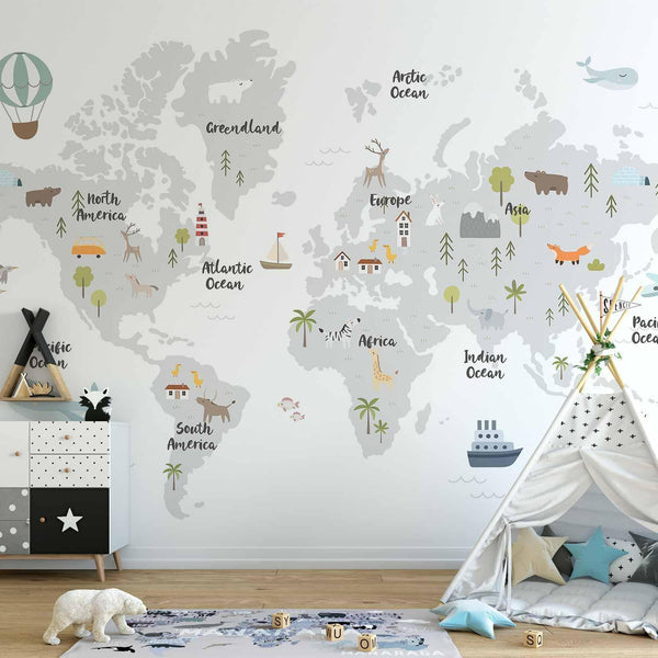 Carta da parati - Minimalist Map for Children's Room