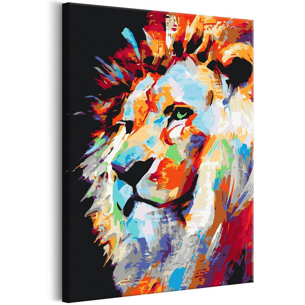 Quadro fai da te - Portrait of a Colourful Lion