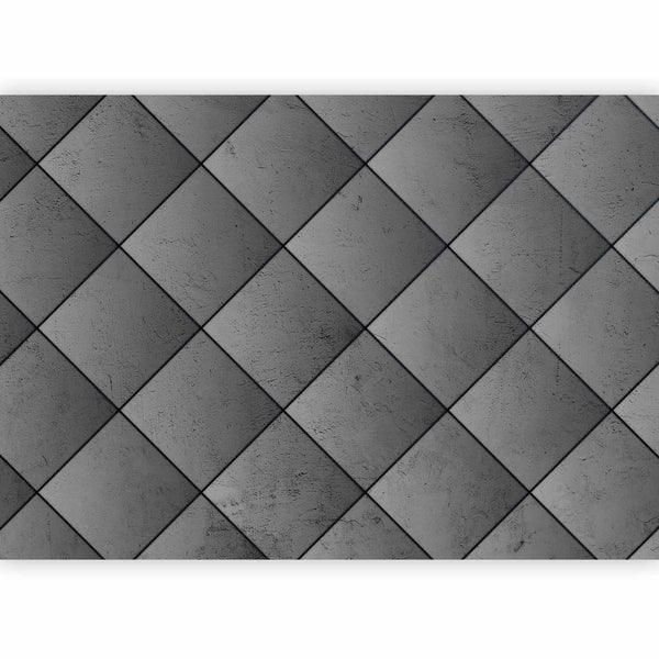 Carta da parati - Grey symmetry - geometric pattern in concrete pattern with black joints