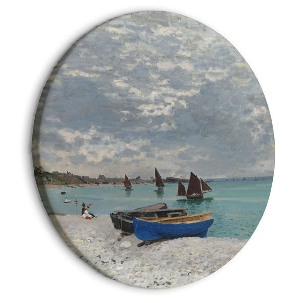 Quadro rotondo - Sainte-Adresse Beach, Claude Monet - Boats on the Seashore