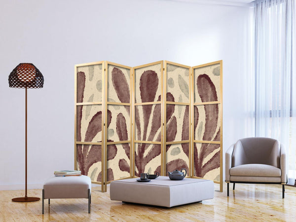 Paravento giapponese - Waving Leaves - Irregular Plant Shapes in the Style of Matisse