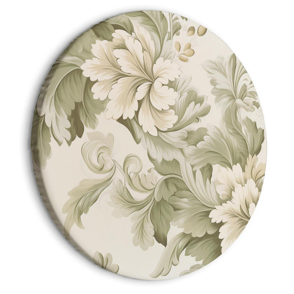 Quadro rotondo - Retro Vintage Flowers in Delicate Cream and Green Colors