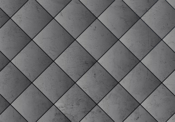 Carta da parati - Grey symmetry - geometric pattern in concrete pattern with black joints