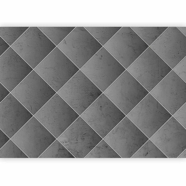 Carta da parati - Grey symmetry - geometric concrete pattern with white joints