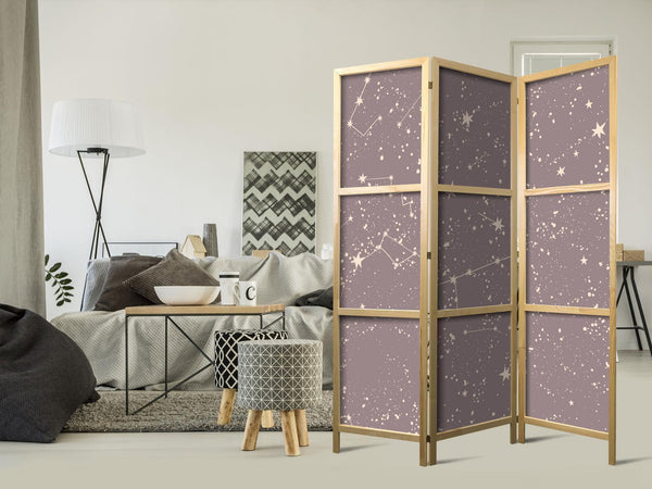 Paravento giapponese - Night Sky - Artistic Constellations and Stars in Pastel Shades