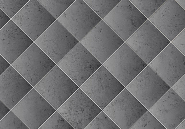 Carta da parati - Grey symmetry - geometric concrete pattern with white joints