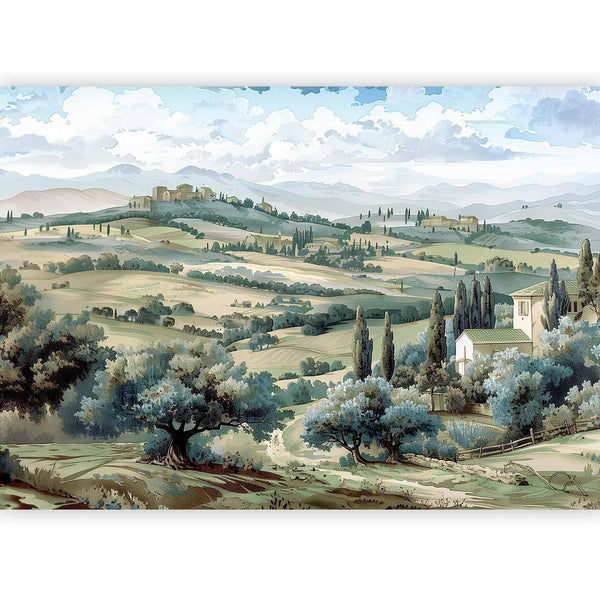 Carta da parati - Landscape with Green Fields and Trees Tuscan Sunny View