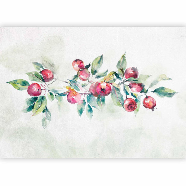 Carta da parati - Apple branch - landscape with a plant and red apples on a white background