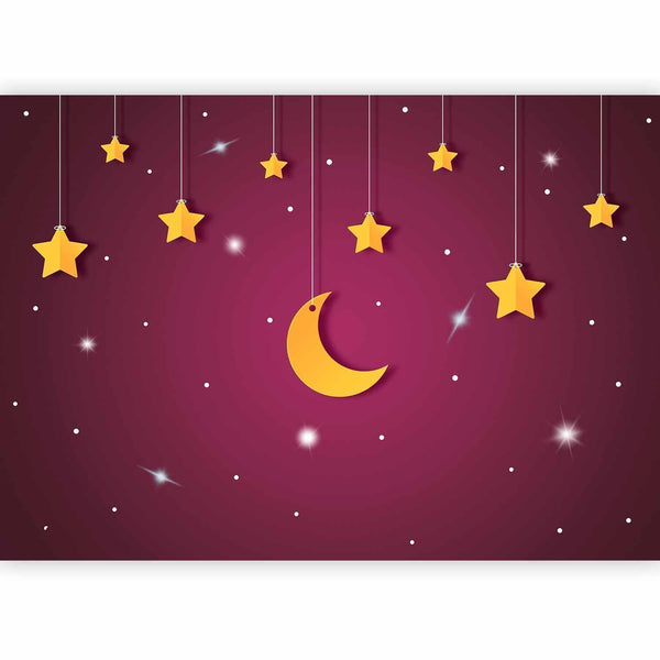 Carta da parati - Skyline - violet night sky landscape with stars for children