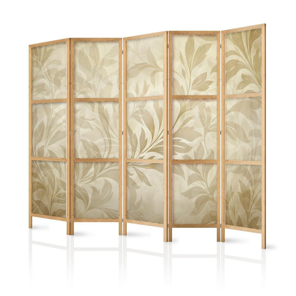 Paravento giapponese - Botanical Motif with Leaves and Vines in Sandy Colors