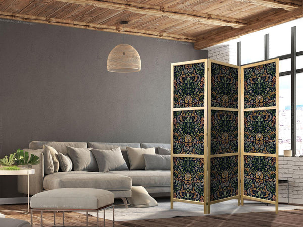 Paravento giapponese - Baroque Ornaments in Patinated Gold and Browns - Retro Motif