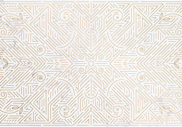 Carta da parati - Geometric Pattern Shades of Gold and Marble Stone