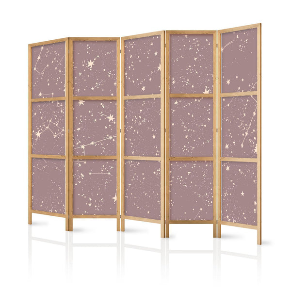 Paravento giapponese - Night Sky - Artistic Constellations and Stars in Pastel Shades