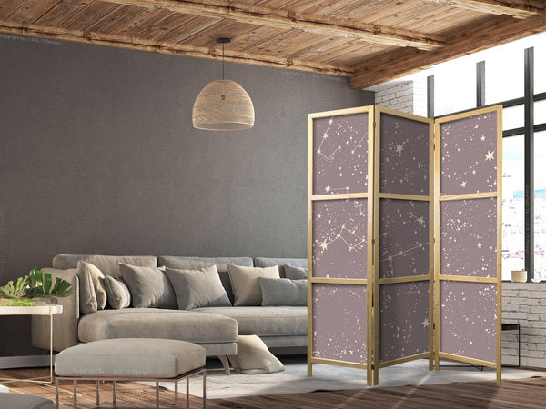 Paravento giapponese - Night Sky - Artistic Constellations and Stars in Pastel Shades