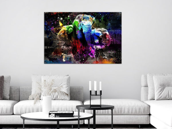 Quadro - Colorful Elephants (1 Part) Wide