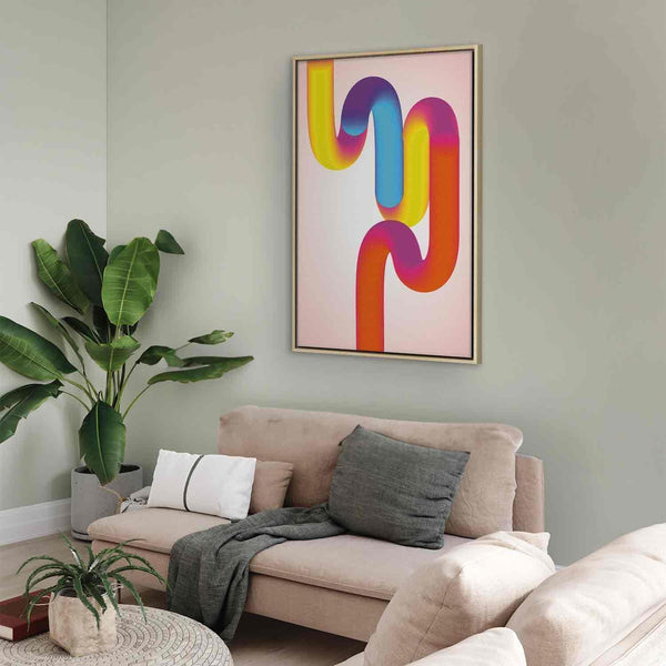 Quadro - Colorful Turns - Dynamic Composition in Shades of Yellow Pink and Blue