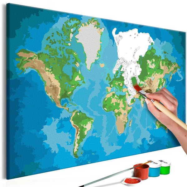 Quadro fai da te - World Map (Blue & Green)