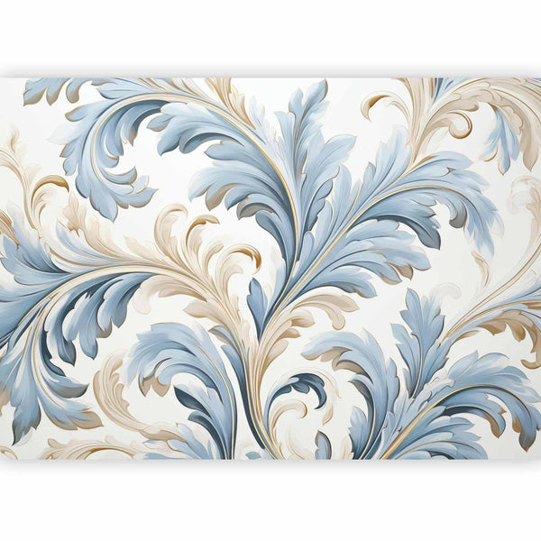 Carta da parati - Baroque Ornaments in Light Cream-Blue Hues