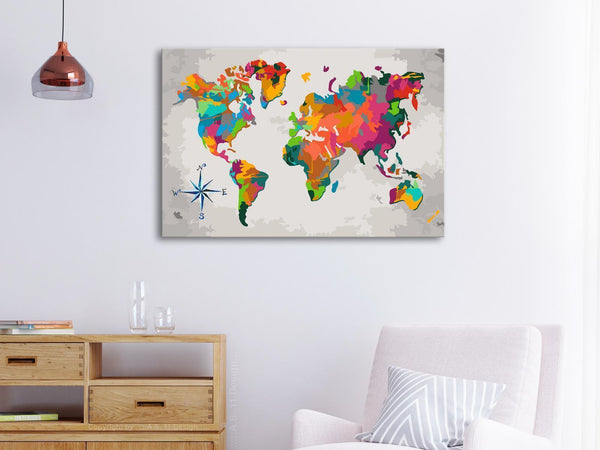 Quadro fai da te - World Map (Compass Rose)